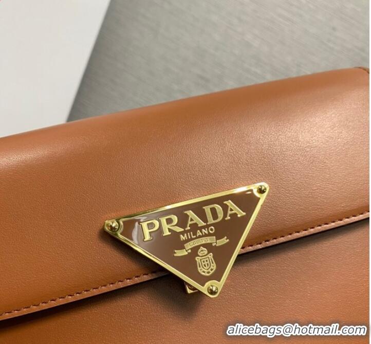 Inexpensive Prada Leather shoulder bag 1BD339 Cognac