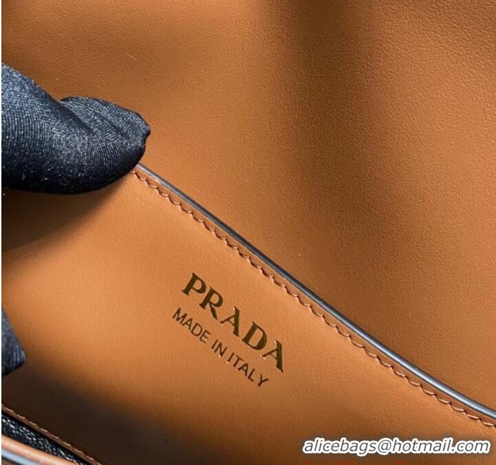 Inexpensive Prada Leather shoulder bag 1BD339 Cognac