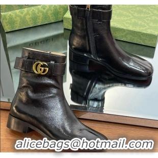 Purchase Gucci Black Patent Leather Ankle Boots 3.5cm with GG Strap 117025