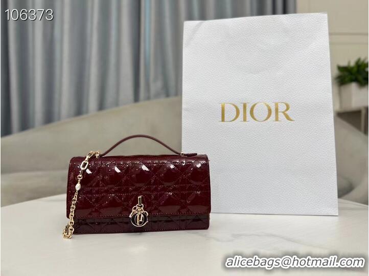 Buy Discount MISS DIOR MINI BAG Patent Cannage Calfskin S0980O Wine