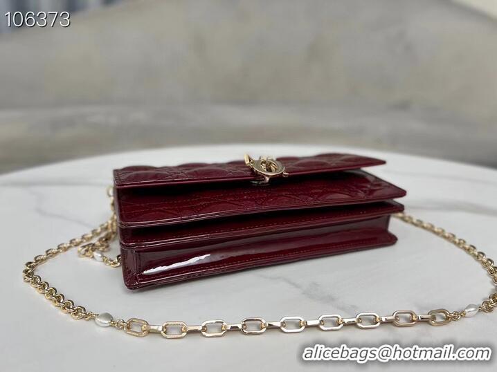 Buy Discount MISS DIOR MINI BAG Patent Cannage Calfskin S0980O Wine