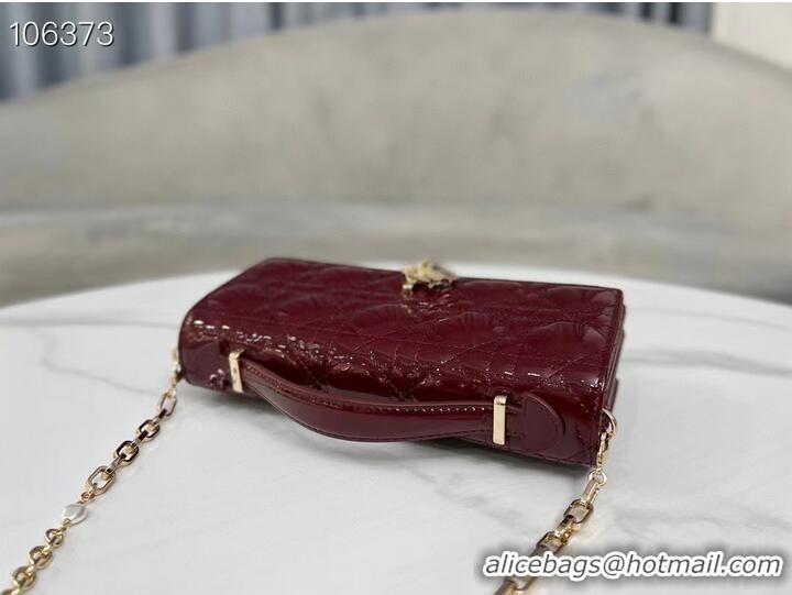 Buy Discount MISS DIOR MINI BAG Patent Cannage Calfskin S0980O Wine