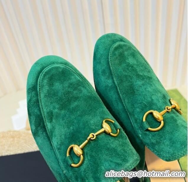 Lowest Price Gucci Princetown Suede Flat Slippers Dark Green 205009