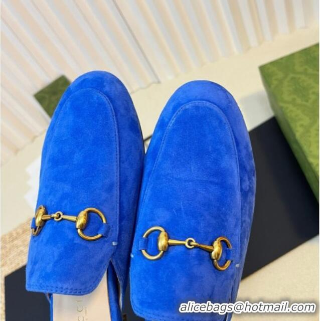 Duplicate Gucci Princetown Suede Flat Slippers Blue 205010