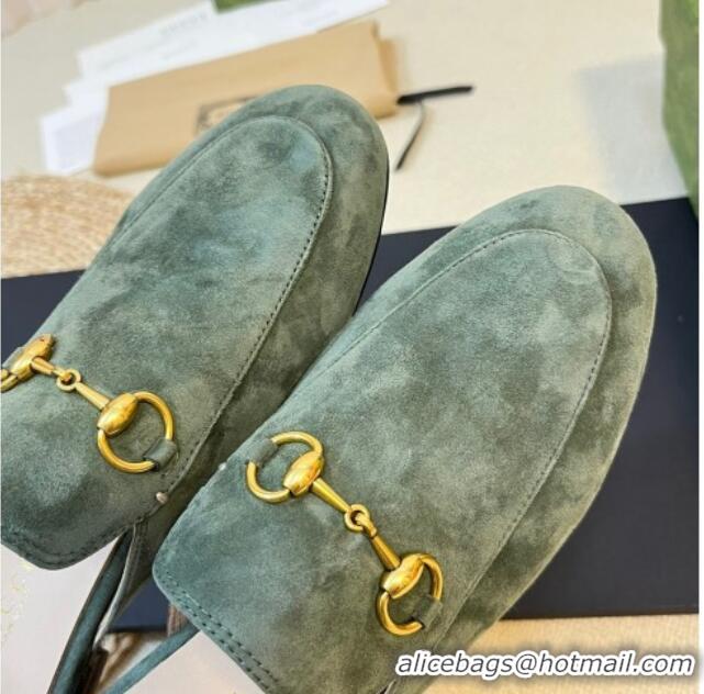 Big Discount Gucci Princetown Suede Flat Slippers Green 205013