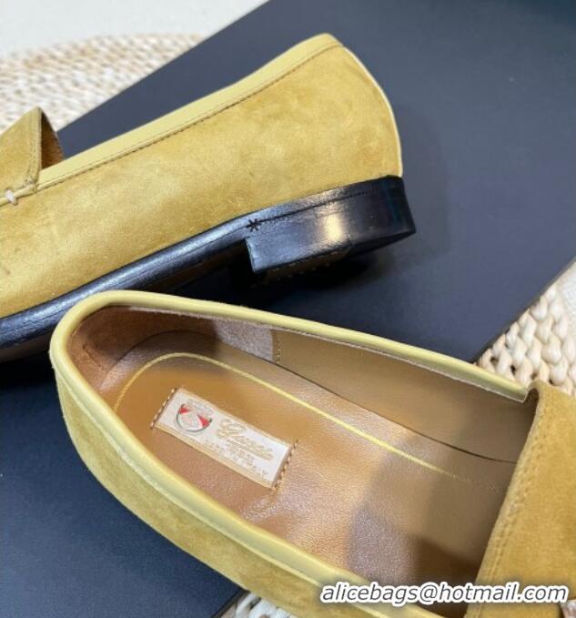 Sophisticated Gucci Jordaan Suede Loafers with Crystals Yellow 205018