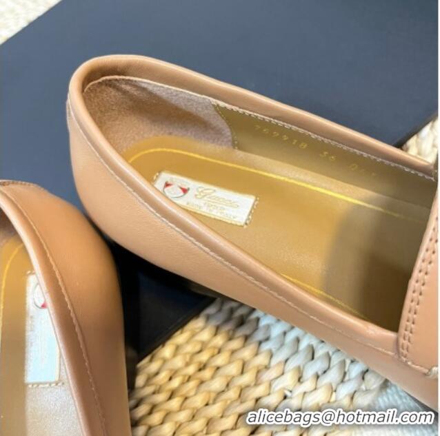 Buy Discount Gucci Jordaan Suede Loafers with Crystals Tan Brown 205024