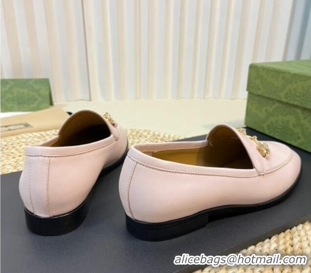 Pretty Style Gucci Jordaan Leather Loafers with Crystals Light Pink 205027