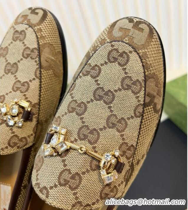 Good Quality Gucci Jordaan Jumbo GG Canvas with Crystals Camel 205028