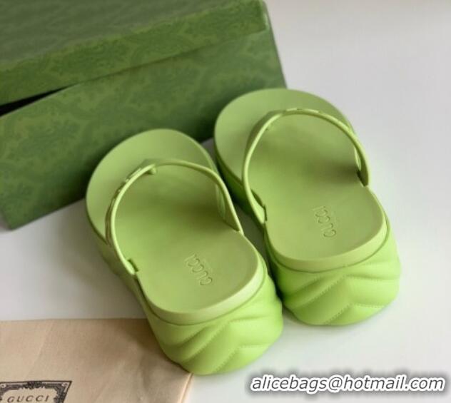 Low Price Gucci Rubber Platform Thong Slide Sandals Light Green 205039