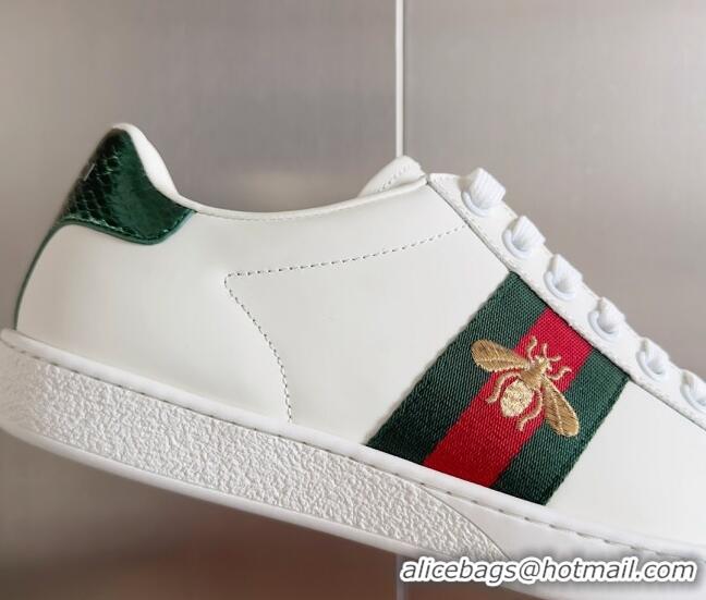 Grade Quality Gucci Ace Leather Sneakers with Bee White 120606