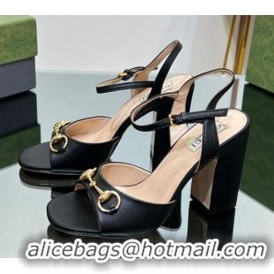 Most Popular Gucci Horsebit High Heel Sandals 9cm in Leather Black 215118