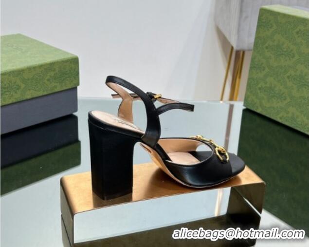 Most Popular Gucci Horsebit High Heel Sandals 9cm in Leather Black 215118