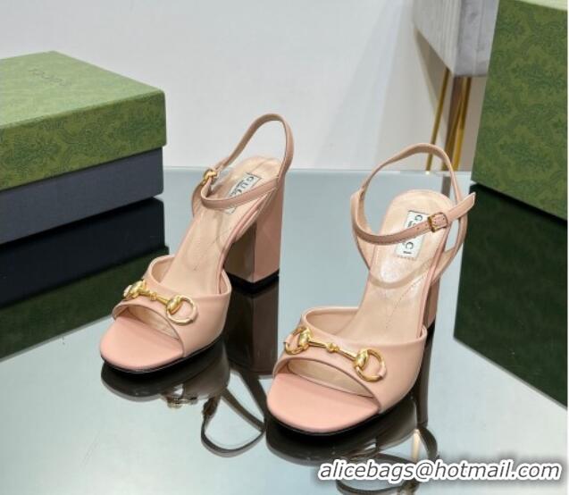 Shop Duplicate Gucci Horsebit High Heel Sandals 9cm in Leather Nude 215119