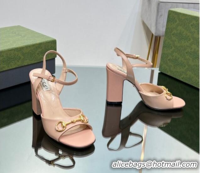 Shop Duplicate Gucci Horsebit High Heel Sandals 9cm in Leather Nude 215119