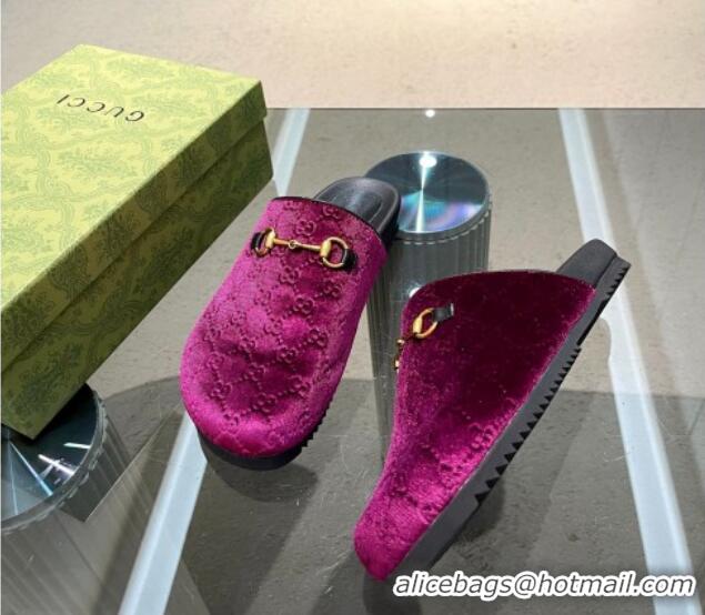 Classic Specials Gucci GG Fabric Platform Slide Sandals Purple 215123