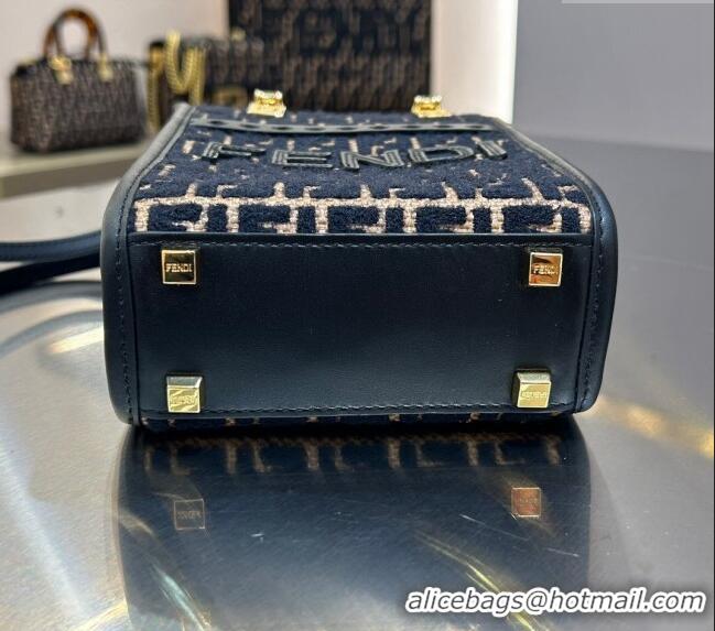 Most Popular Fendi Mini Medium Tote Bag in Raffia Straw with Black tapestry fabric FF motif F1017 2023