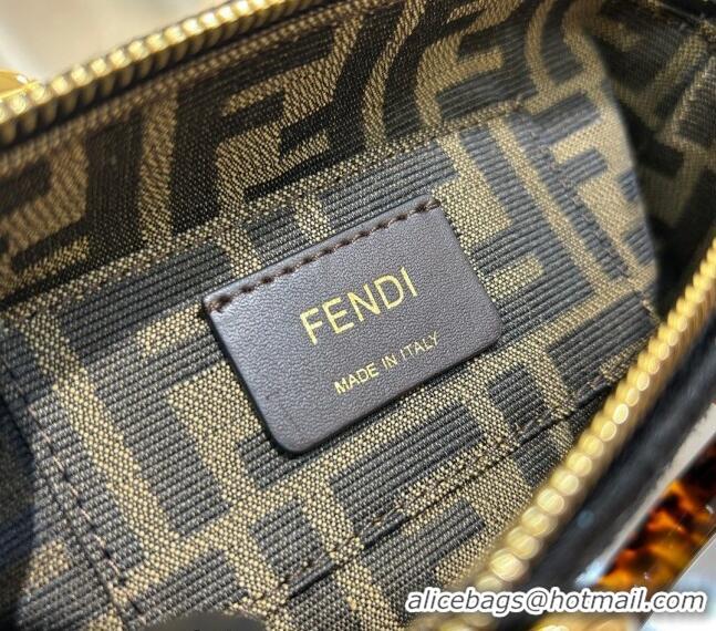 Trendy Design Fendi By The Way Mini Boston Bag in Raffia Straw with Black tapestry fabric FF motif F1018 2023