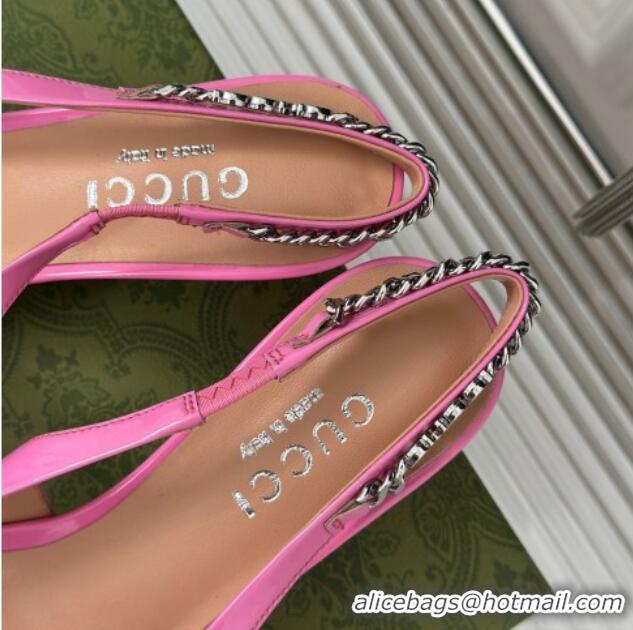 Discount Gucci Signoria Slingback Pumps 4.5cm in Patent Leather Light Pink 215138