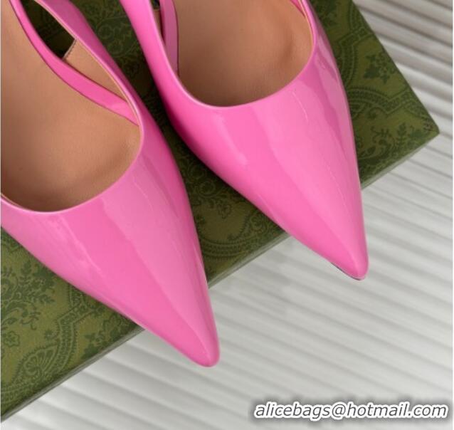 Discount Gucci Signoria Slingback Pumps 4.5cm in Patent Leather Light Pink 215138