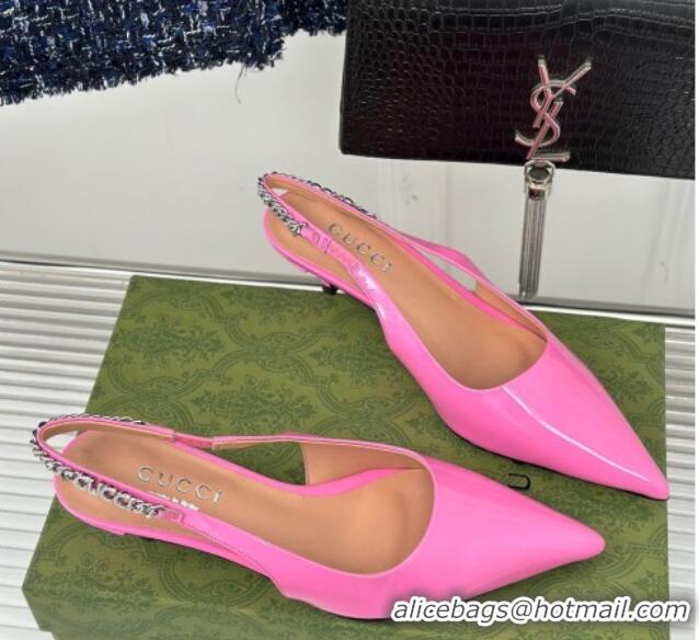 Discount Gucci Signoria Slingback Pumps 4.5cm in Patent Leather Light Pink 215138