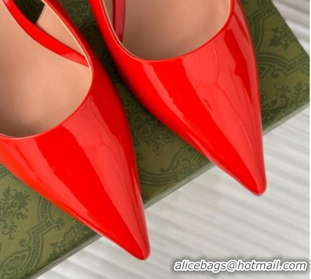 Popular Style Gucci Signoria Slingback Pumps 4.5cm in Patent Leather Bright Red 215143