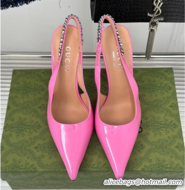 Unique Style Gucci Signoria Slingback Pumps 10cm in Patent Leather Light Pink 215148