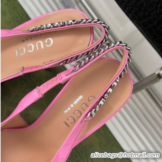 Unique Style Gucci Signoria Slingback Pumps 10cm in Patent Leather Light Pink 215148