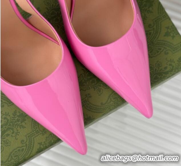 Unique Style Gucci Signoria Slingback Pumps 10cm in Patent Leather Light Pink 215148