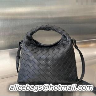 Promotional Bottega Veneta Mini Hop Hobo Bag in Intrecciato Leather 777586 Black 2023