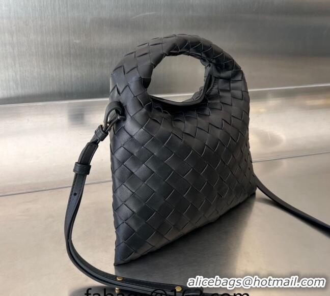 Promotional Bottega Veneta Mini Hop Hobo Bag in Intrecciato Leather 777586 Black 2023