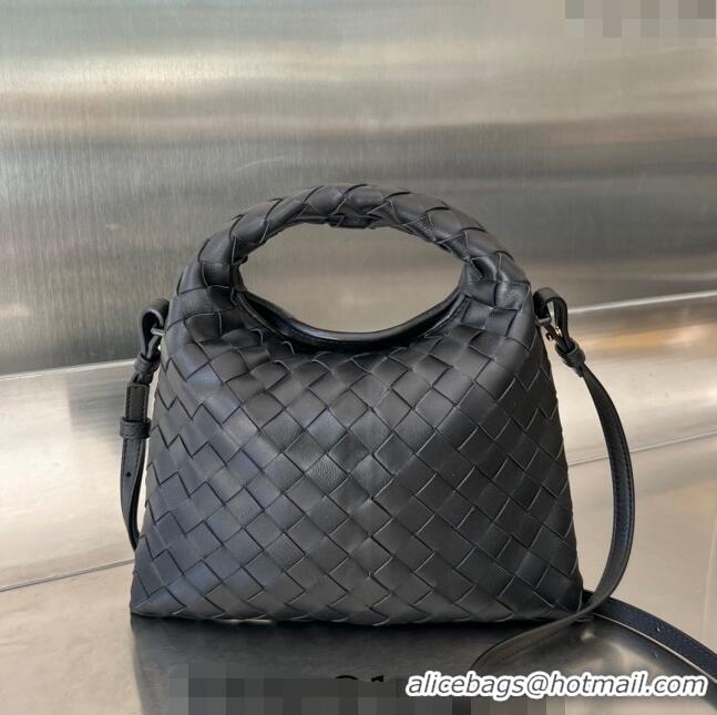 Promotional Bottega Veneta Mini Hop Hobo Bag in Intrecciato Leather 777586 Black 2023