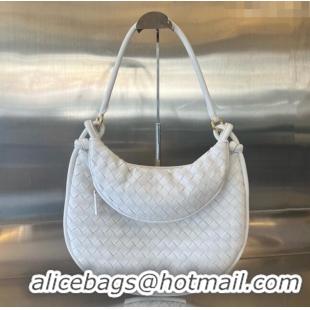 Famous Brand Bottega Veneta Large Gemelli Shoulder Bag in Intrecciato Leather 764053 White 2023