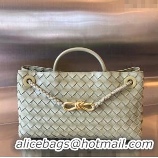 Discount Bottega Veneta Small East/West Andiamo Top Handle Bag in Intrecciato Leather 754990 Travetine Green 2023