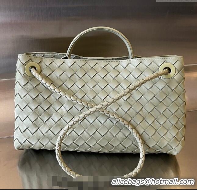 Discount Bottega Veneta Small East/West Andiamo Top Handle Bag in Intrecciato Leather 754990 Travetine Green 2023