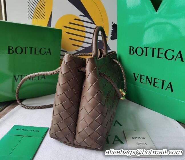 Promotional Bottega Veneta Small East/West Andiamo Top Handle Bag in Intrecciato Leather 754990 Taupe Grey 2023