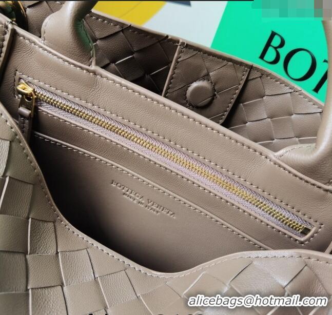 Promotional Bottega Veneta Small East/West Andiamo Top Handle Bag in Intrecciato Leather 754990 Taupe Grey 2023