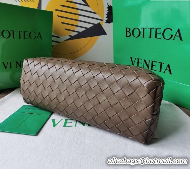 Promotional Bottega Veneta Small East/West Andiamo Top Handle Bag in Intrecciato Leather 754990 Taupe Grey 2023