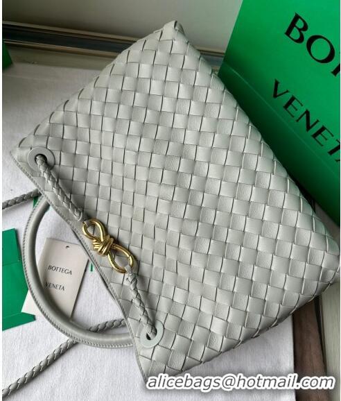 Top Grade Bottega Veneta Medium Andiamo Top Handle Bag in Intrecciato Leather 743572 Light Grey 2023