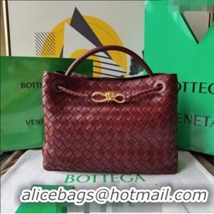 Promotional Bottega Veneta Medium Andiamo Top Handle Bag in Intrecciato Leather 743572 Burgundy 2023