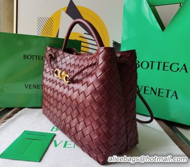 Promotional Bottega Veneta Medium Andiamo Top Handle Bag in Intrecciato Leather 743572 Burgundy 2023