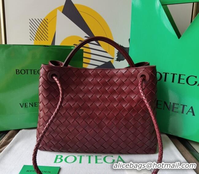 Promotional Bottega Veneta Medium Andiamo Top Handle Bag in Intrecciato Leather 743572 Burgundy 2023