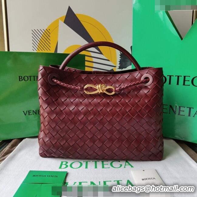 Promotional Bottega Veneta Medium Andiamo Top Handle Bag in Intrecciato Leather 743572 Burgundy 2023