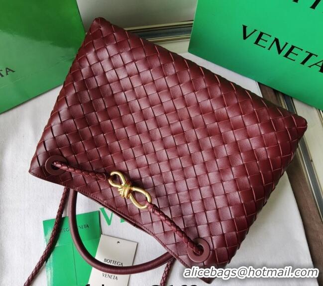 Promotional Bottega Veneta Medium Andiamo Top Handle Bag in Intrecciato Leather 743572 Burgundy 2023