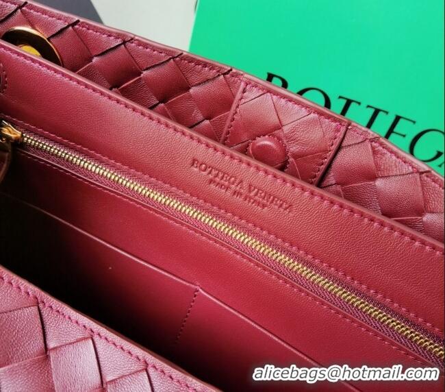 Promotional Bottega Veneta Medium Andiamo Top Handle Bag in Intrecciato Leather 743572 Burgundy 2023