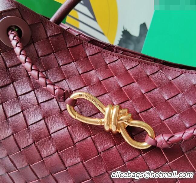 Promotional Bottega Veneta Medium Andiamo Top Handle Bag in Intrecciato Leather 743572 Burgundy 2023