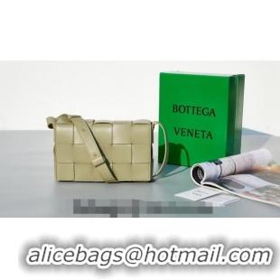 New Style Bottega Veneta Cassette Crossbody Bag in Intrecciato Leather 578004 Travetine Green 2023