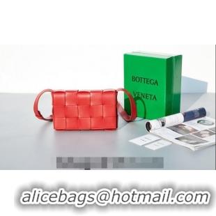 Top Quality Bottega Veneta Cassette Crossbody Bag in Intrecciato Leather 578004 Red 2023