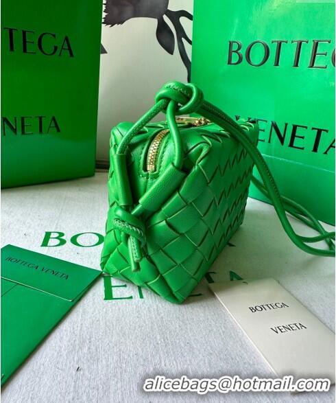 Best Price Bottega Veneta Mini Loop Camera Bag in Intrecciato Leather 723547 Parakeet Green 2023