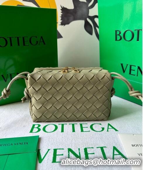 Promotional Bottega Veneta Mini Loop Camera Bag in Intrecciato Leather 723547 Travetine Green 2023